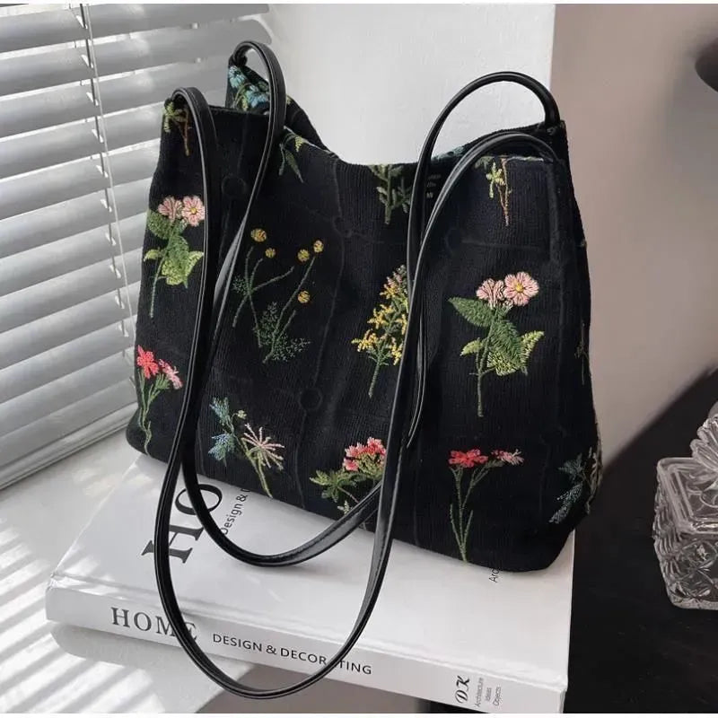刺繍 マグネット開閉 キャンバスバッグ