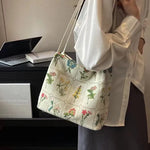 刺繍 マグネット開閉 キャンバスバッグ