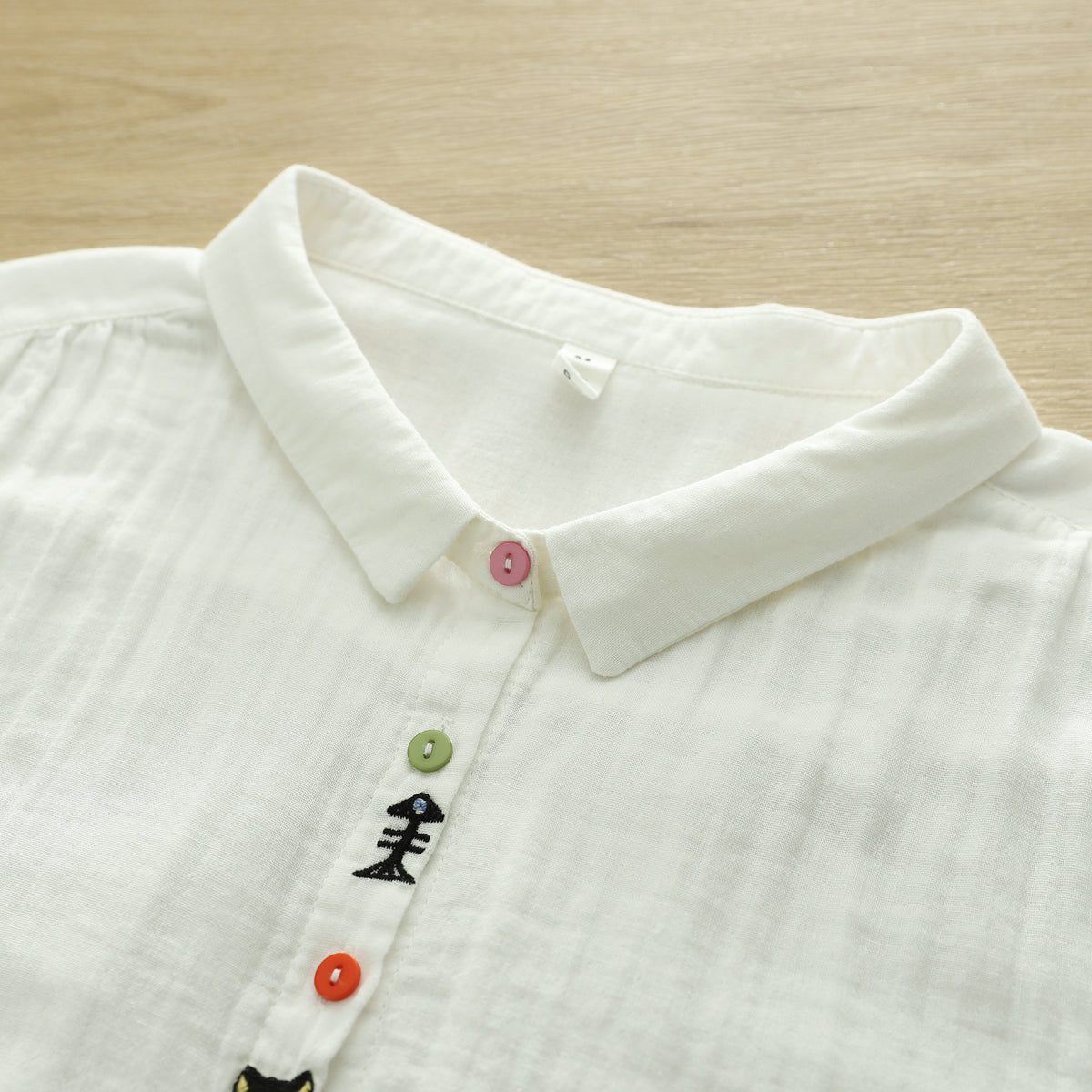 カートゥーン刺繍 POLO襟五分袖シャツ