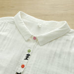 カートゥーン刺繍 POLO襟五分袖シャツ