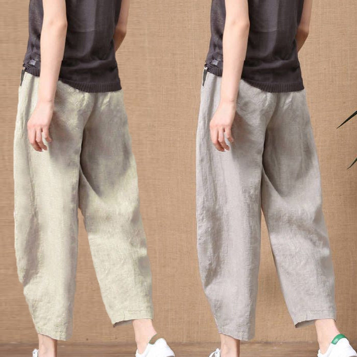 S～5XL コットンリネン アンクル丈（9分丈） 無地 カジュアルパンツ