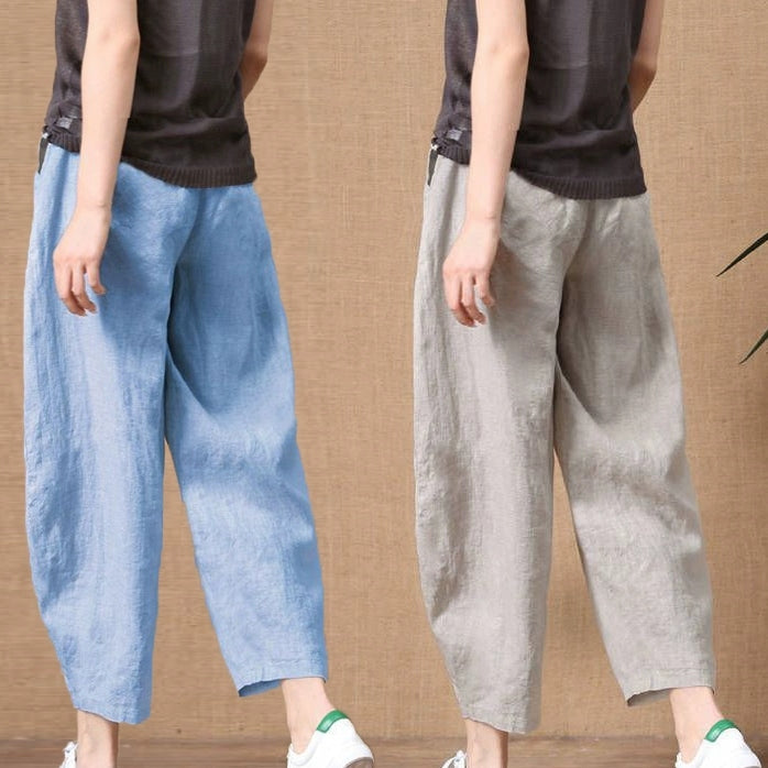 S～5XL コットンリネン アンクル丈（9分丈） 無地 カジュアルパンツ