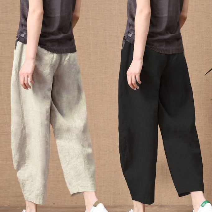 S～5XL コットンリネン アンクル丈（9分丈） 無地 カジュアルパンツ