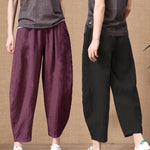 S～5XL コットンリネン アンクル丈（9分丈） 無地 カジュアルパンツ