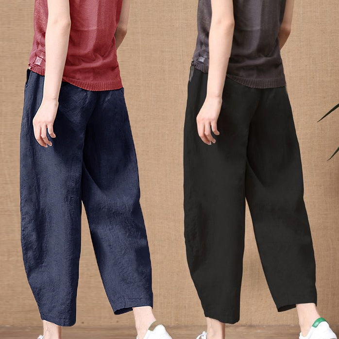 S～5XL コットンリネン アンクル丈（9分丈） 無地 カジュアルパンツ