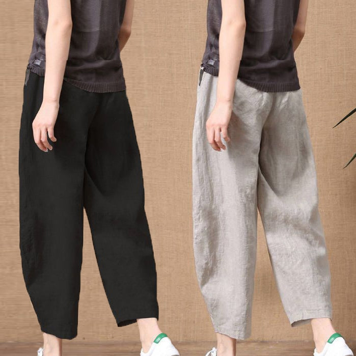 S～5XL コットンリネン アンクル丈（9分丈） 無地 カジュアルパンツ