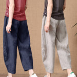 S～5XL コットンリネン アンクル丈（9分丈） 無地 カジュアルパンツ