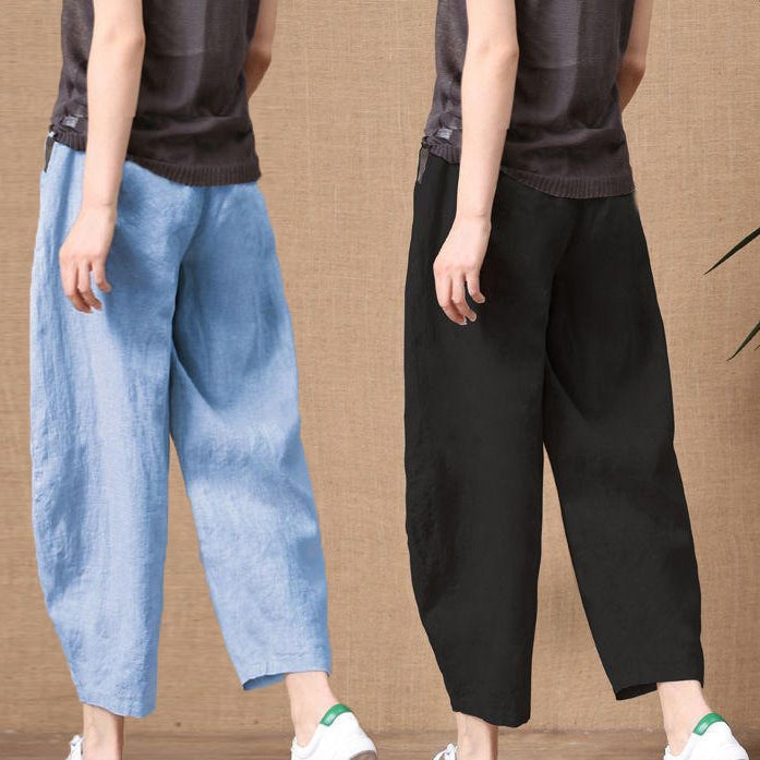 S～5XL コットンリネン アンクル丈（9分丈） 無地 カジュアルパンツ