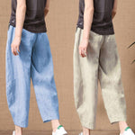 S～5XL コットンリネン アンクル丈（9分丈） 無地 カジュアルパンツ
