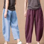 S～5XL コットンリネン アンクル丈（9分丈） 無地 カジュアルパンツ