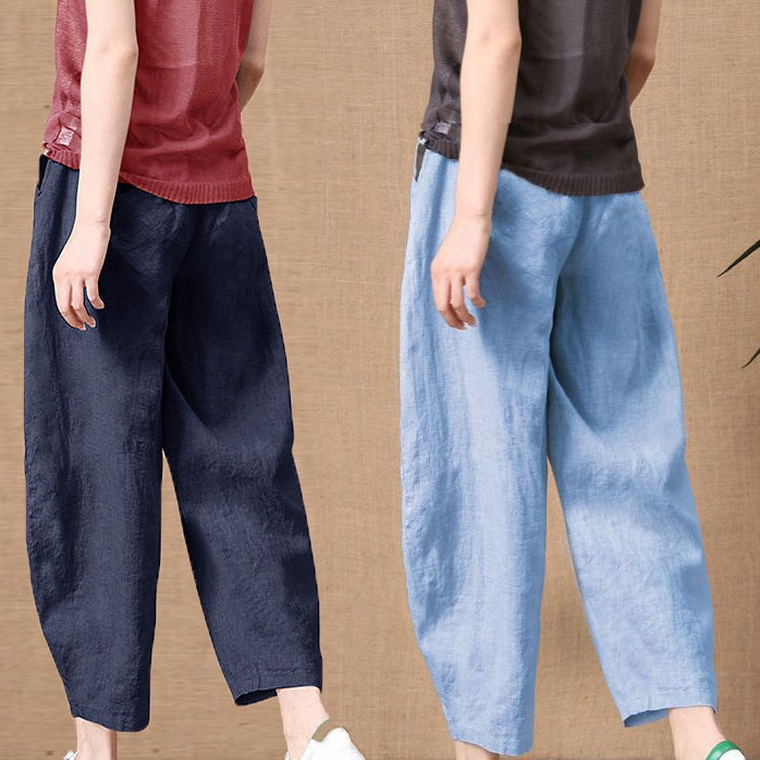 S～5XL コットンリネン アンクル丈（9分丈） 無地 カジュアルパンツ