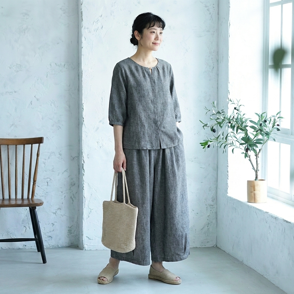 無地 Tシャツ＆カジュアルパンツ 2点セット