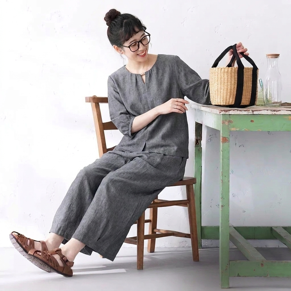 無地 Tシャツ＆カジュアルパンツ 2点セット