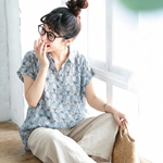リネン生地 花柄 接触冷感 シャツ