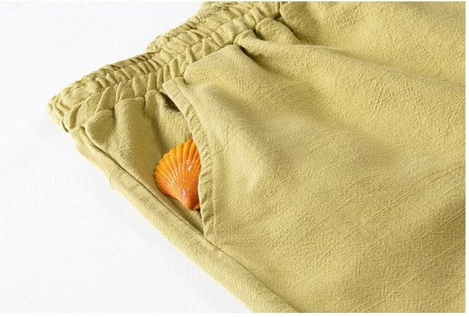 M～5XL 綿麻 アンクル丈（9分丈） 無地 カジュアルパンツ