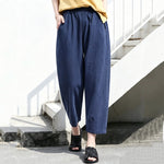 M～5XL 綿麻 アンクル丈（9分丈） 無地 カジュアルパンツ