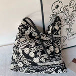 花刺繍 ショルダー トートバッグ