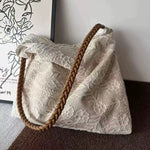 花刺繍 ショルダー トートバッグ