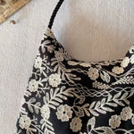 花刺繍 ショルダー トートバッグ