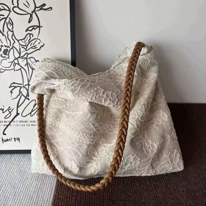 花刺繍 ショルダー トートバッグ