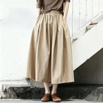 綿麻 Aライン 無地 スカート