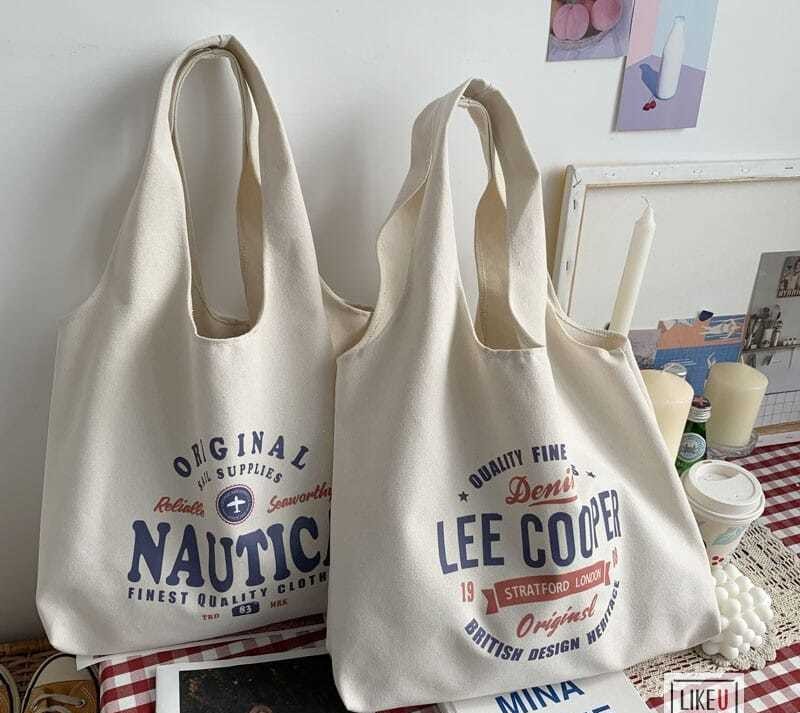 レトロ トートバッグ ショルダーバッグ オープン キャンバスバッグ