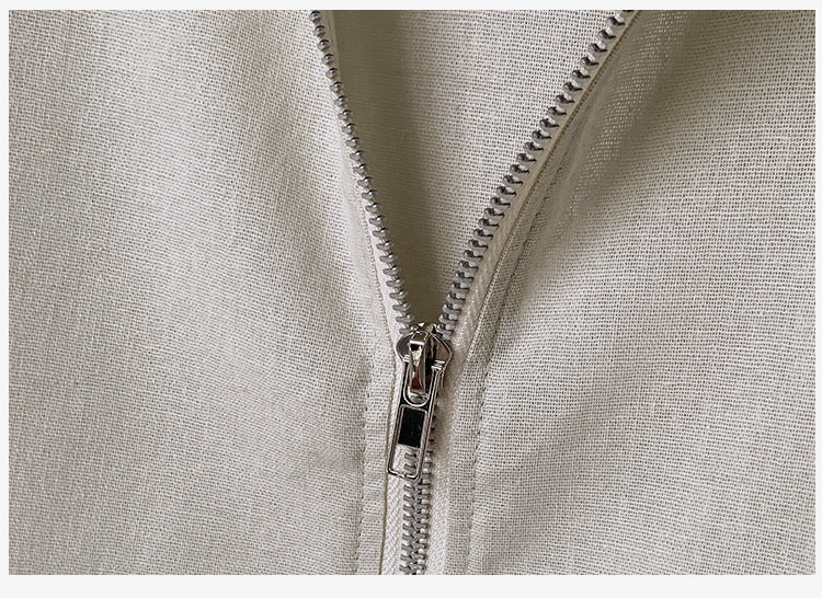 M～4XL そよ風をあつめるフードの綿麻ジャケット