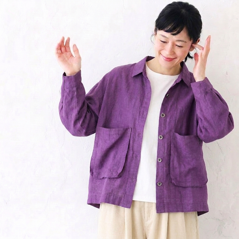 コットン 2XL～5XL 無地 ポケット付き ボタン 長袖 シャツ