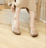 PU ラバー キック 秋 フラットヒール ローヒールパンプス