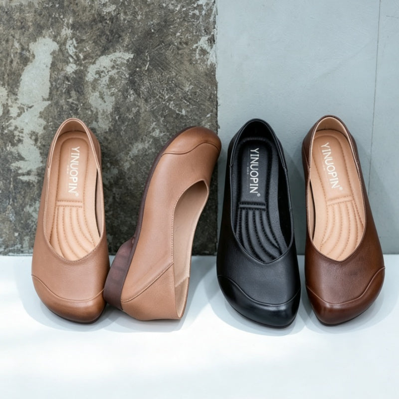 PU ラバー キック 秋 フラットヒール ローヒールパンプス