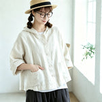綿麻 フード付き レトロ ジャケット