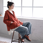 綿麻 フード付き レトロ ジャケット