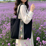 スウィート 刺繍 花柄 キャンバスバッグ
