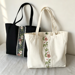 スウィート 刺繍 花柄 キャンバスバッグ