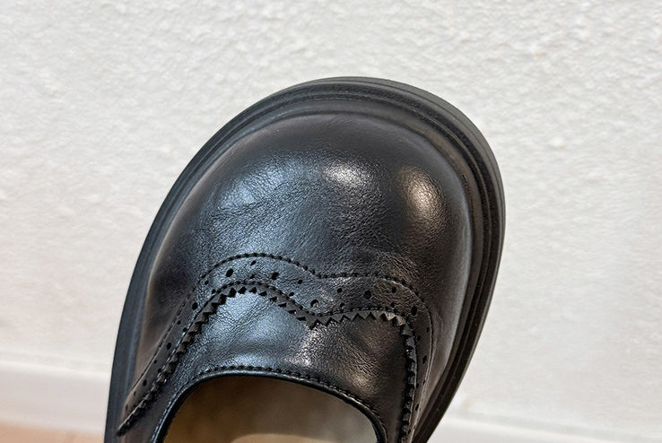 PU イングランド レトロ 厚底 フラットシューズ