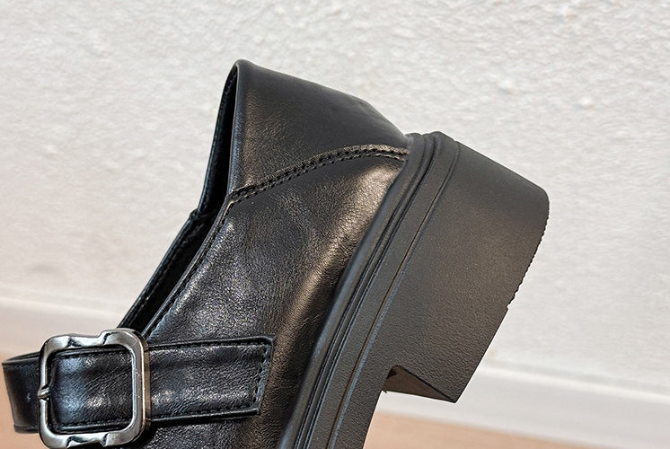 PU イングランド レトロ 厚底 フラットシューズ