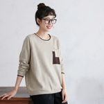 配色ポケット クルーネック長袖Tシャツ