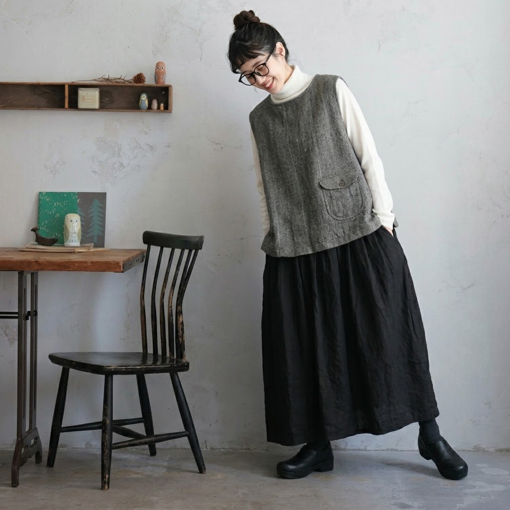 レトロ ノースリーブ ショート丈 カジュアルセット