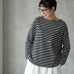 ボーダー 長袖 ラウンドネック Tシャツ