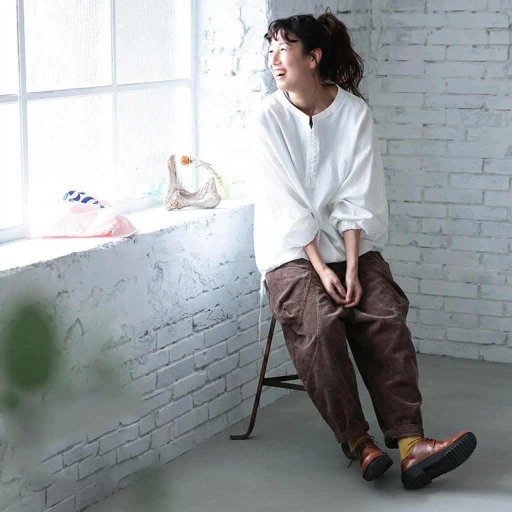 無地 コーデュロイ ロングカジュアルパンツ