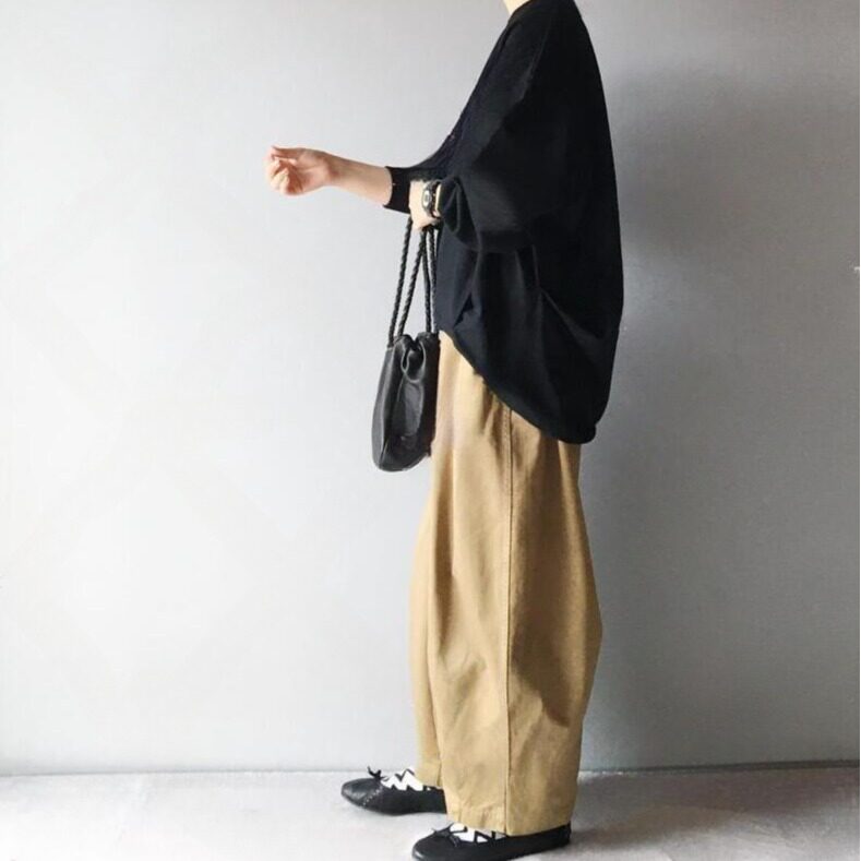 バルーンスリーブ 丸襟 ワイドパンツ セットアップ 肌寒さ対応