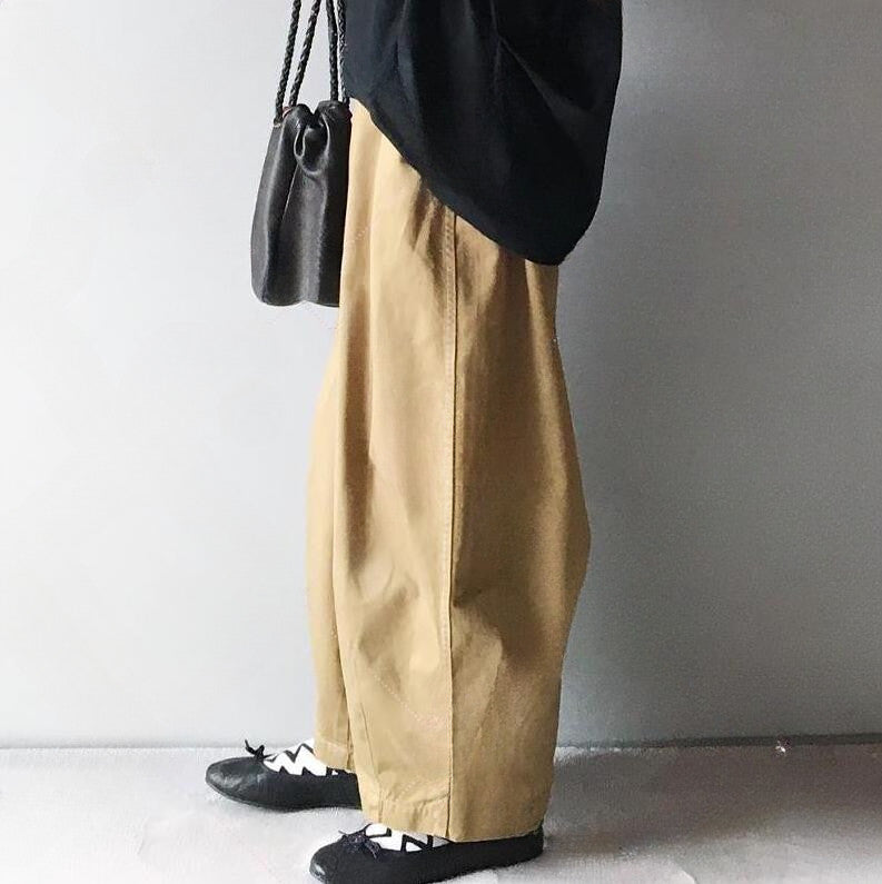 バルーンスリーブ 丸襟 ワイドパンツ セットアップ 肌寒さ対応