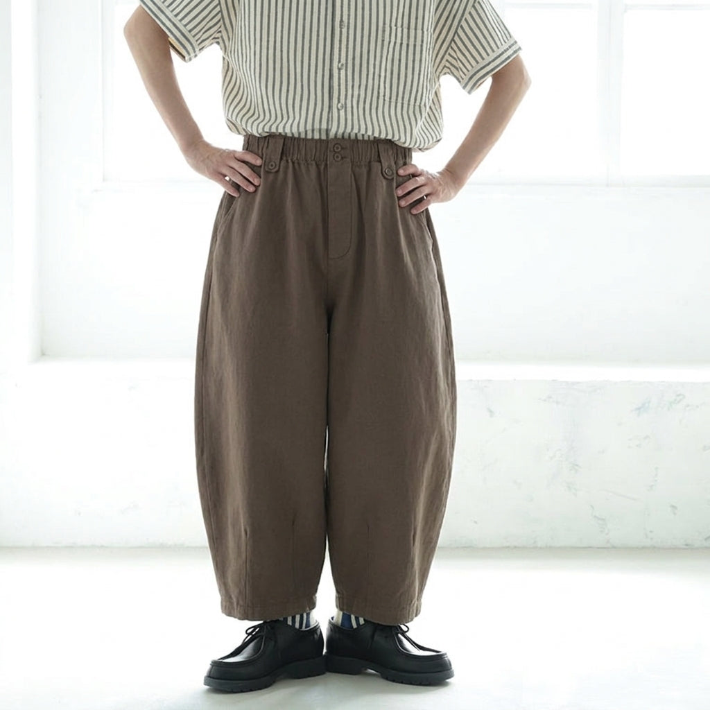 L～4XL コットン 無地 ハイウエスト アンクル丈（9分丈）カジュアルパンツ