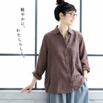 S-2XL レトロ ルーズなシルエット カジュアル ロングスリーブ 季節の変わり目 シャツ-ネイビー-2XL