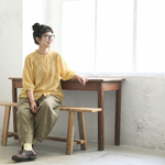 綿麻 刺繍 五分袖トップス＆アンクルパンツ 2点セット