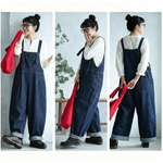 ハイウエスト ワイドレッグ ストレート サロペット