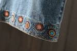 登場 刺繍 8分丈 レトロ ジーンズ
