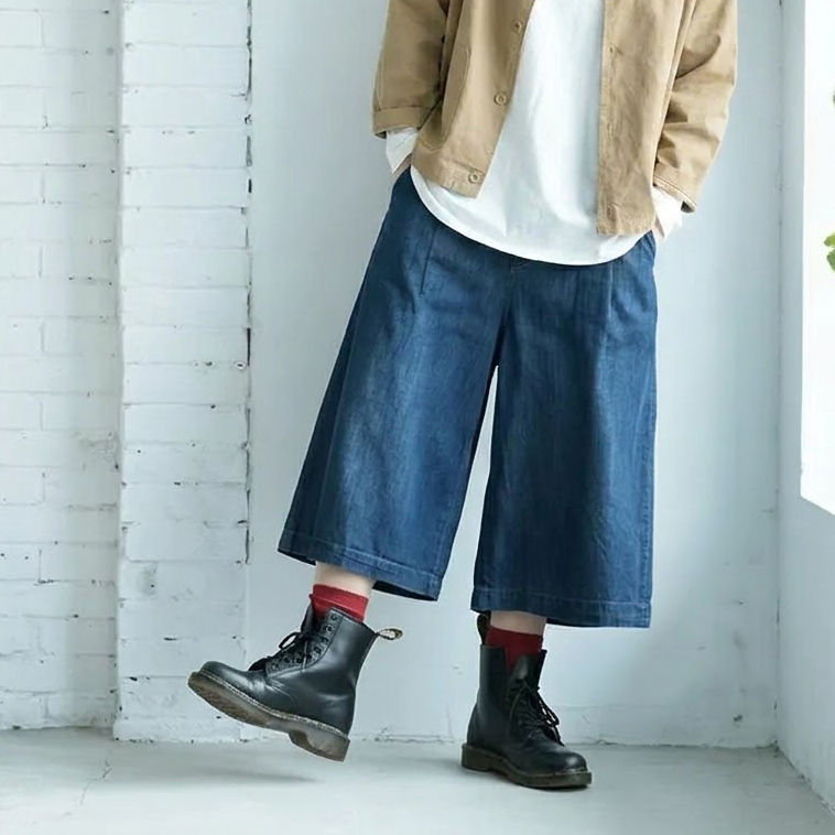 L～4XL 薄手デニム ハイウエスト 無地 ポケット付き デニムパンツ