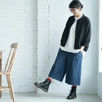 L～4XL 薄手デニム ハイウエスト 無地 ポケット付き デニムパンツ