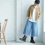 L～4XL 薄手デニム ハイウエスト 無地 ポケット付き デニムパンツ
